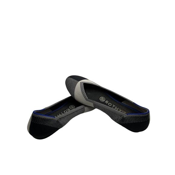 Rothy’s Shoes - Rothy's The Flat Captoe Black Color Block Knit Fabric Ballet Flats Womens US 6.5